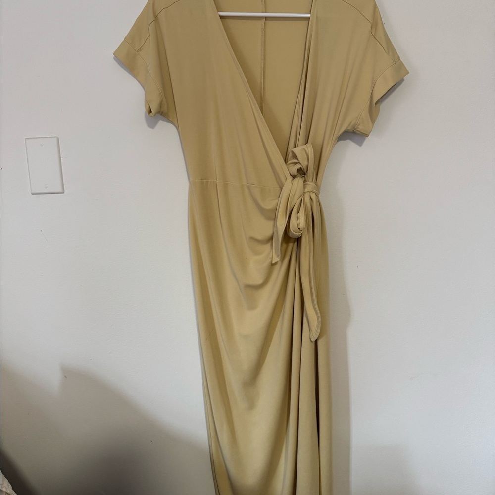 Monki Muted Yellow Wrap Dress
